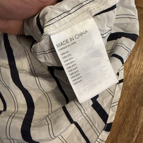 Club Monaco Ralph Lauren Top Silk Safari Striped Button Up Women’s Small - Picture 6 of 7